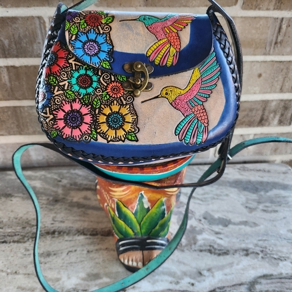 MEXICANA Handbags - Hand Tooled Hummingbird Crossbody